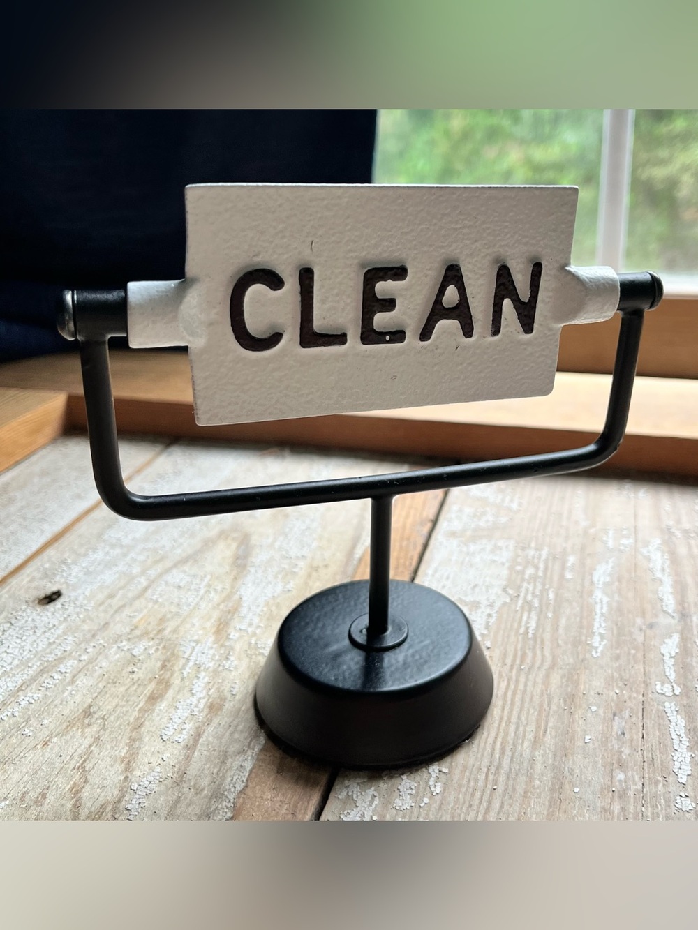 Hearth & Hand Magnolia Good Clean / Dirty Dishes Reversible Sign Black White